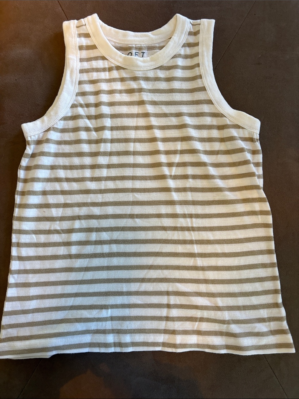 LOFT Cream & White Striped Tank Top
